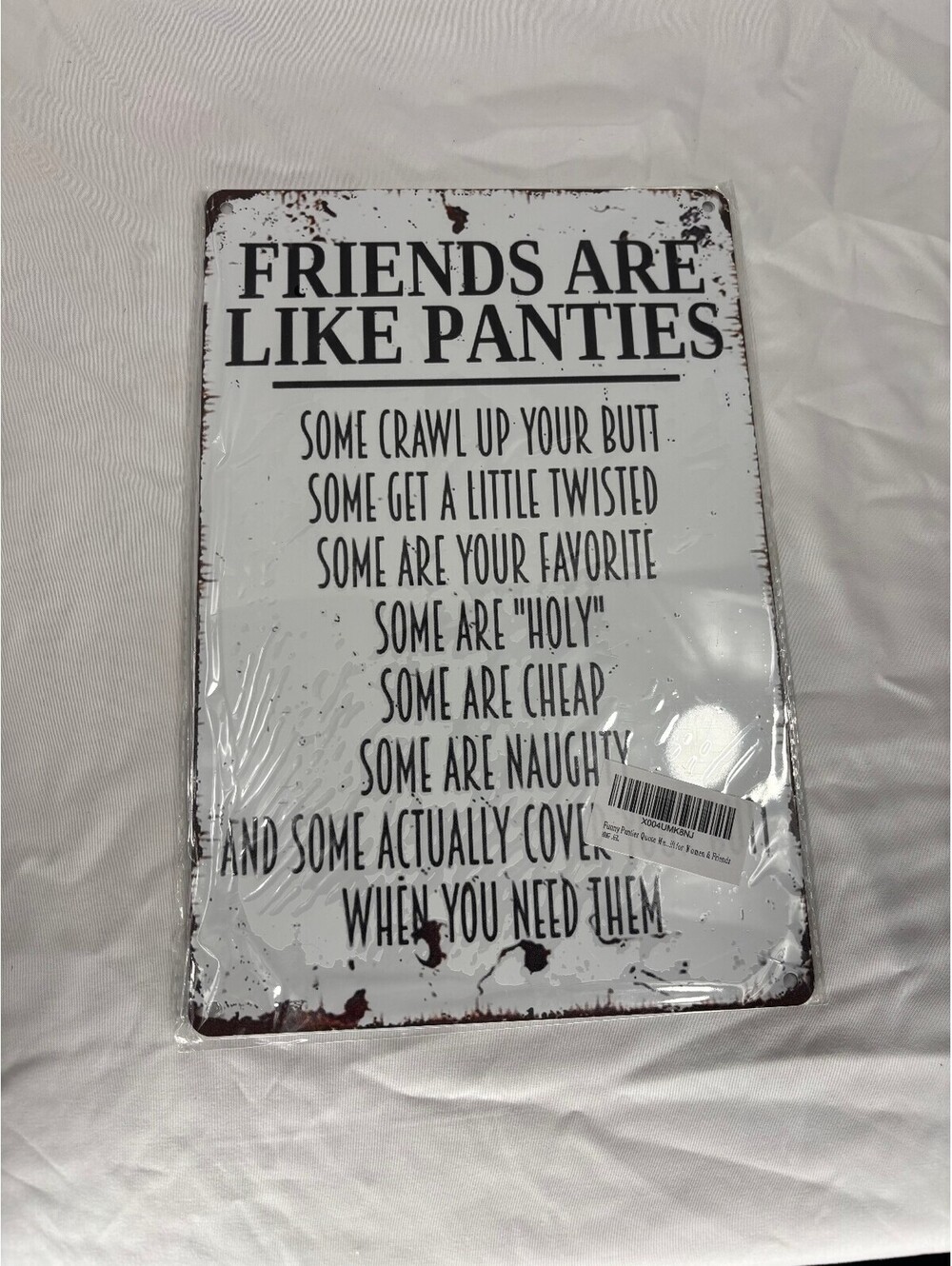 Vintage Style Metal Wall Sign - Friends Are Like Panties Quote